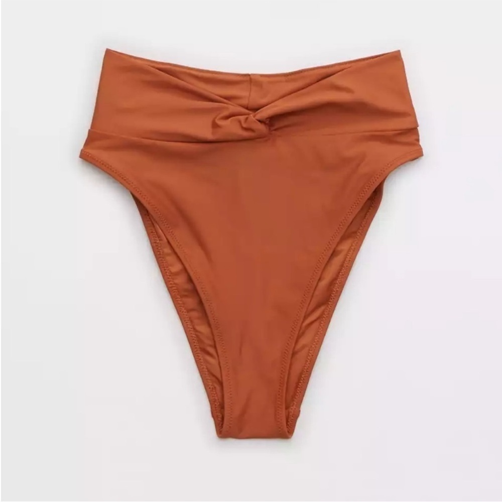 Aerie • NWT Brown Twist High-Waisted Bikini Bottom